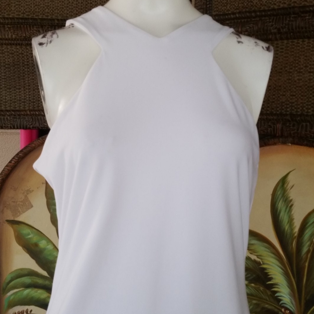 Lauren RL spandex doublelined zip neck top